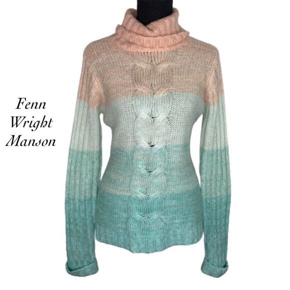 Fenn Wrigth Manson Pastel Colorblock Stripe Knit Cowl Neck Sweater Size L - Picture 1 of 9